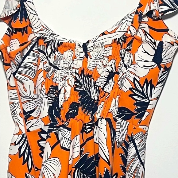 Moda Made In Italy Dress Women’s Size 4 Tropical Leaf Print Orange Resort Vacay - Picture 7 of 10